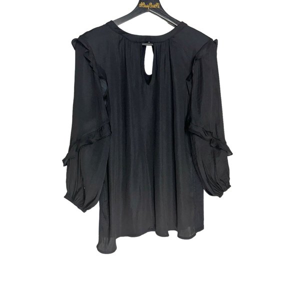 Dolan Black Ruffled Trim Keyhole Blouse S - Picture 9 of 13